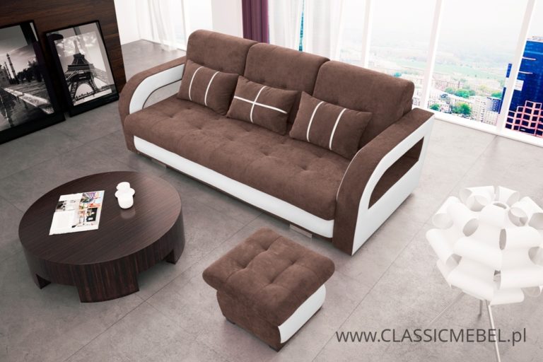 Sofa NINA z pufą - 3 z funkcją spania z pojemnikiem - Kinas