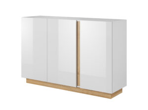 Komoda 138 3D - Arco Biały Połysk/Dąb Grandson