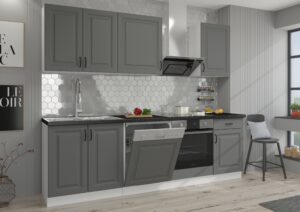 Meble Szafki Kuchenne W Stylu Skandynawskim Stilo Dust Grey Ramka / Biały + Blat - Lempert