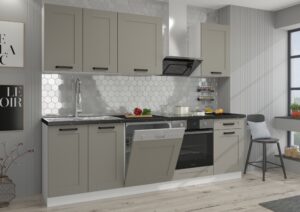 Meble Szafki Kuchenne W Stylu Skandynawskim Luna Ramka Clay Grey/ Biały 250 cm - Lempert