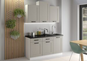Meble Szafki Kuchenne W Stylu Skandynawskim Luna 150 cm Ramka Clay Grey/ Biały - Lempert