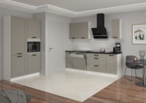 Meble Szafki Kuchenne W Stylu Skandynawskim Luna Ramka Clay Grey / Biały - Lempert