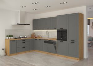 Meble Szafki Kuchenne Luna W Stylu Skandynawskim Ramka Dust Grey/ Dąb Artisan - Lempert