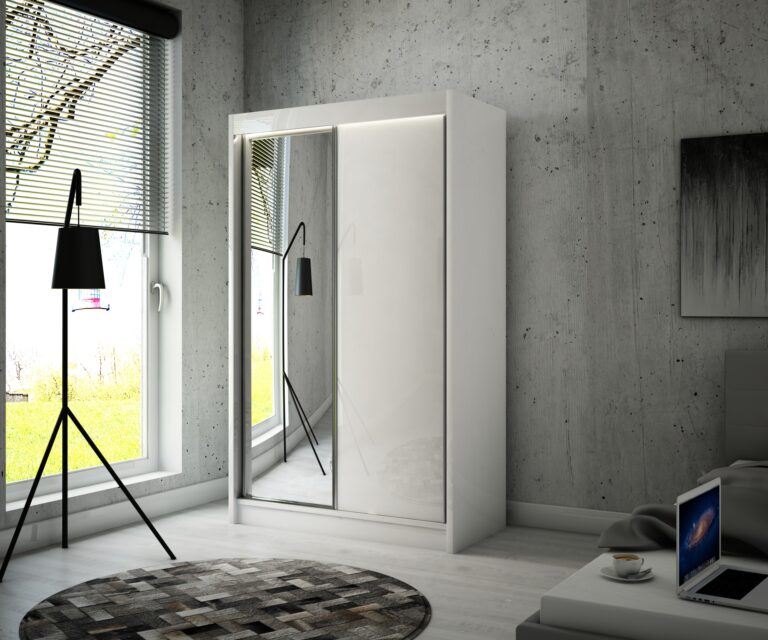 Szafa Przesuwna Velis Lustro 120 cm Biały/Lakobel Biały - Arton