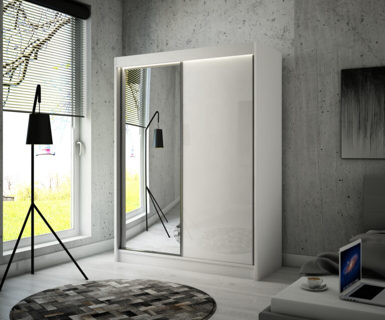 Szafa Przesuwna Velis Lustro 150 cm Biały/Lakobel Biały - Arton