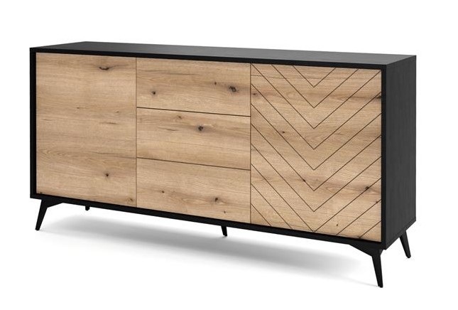 Komoda Diamond KSZ154 - Dąb Evoke / Czarny - Piaski