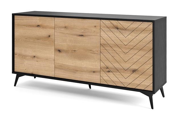 Komoda Diamond K154 - Dąb Evoke / Czarny - Piaski