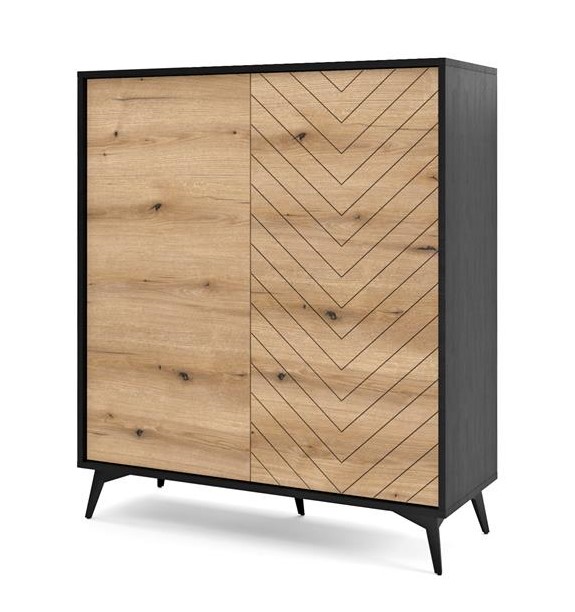 Komoda Diamond KD104 - Dąb Evoke / Czarny - Piaski