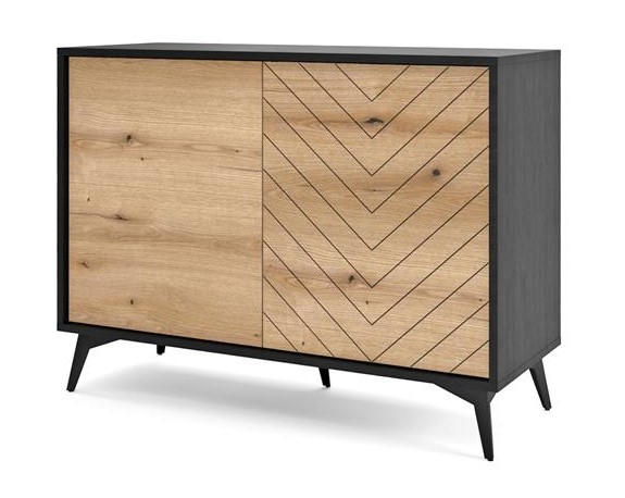 Komoda Diamond K104 - Dąb Evoke / Czarny - Piaski