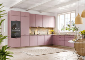 Meble Kuchenne KamMono F8 Różowe Mat Narożne 370 cm x 250 cm