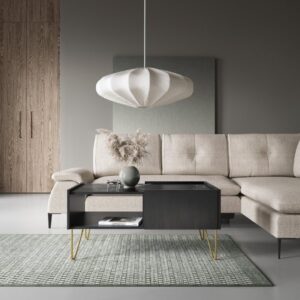Stolik kawowy z szufladami Harmony L97 - Czarny Grafit / Marmur Black - Piaski