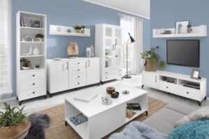Meble do salonu Bergen aranżacja B - Biały Połysk
