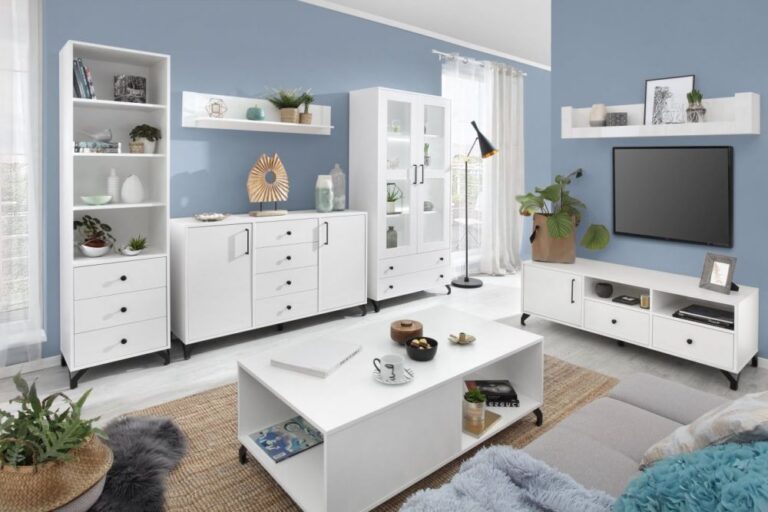 Meble do salonu Bergen aranżacja B - Biały Połysk