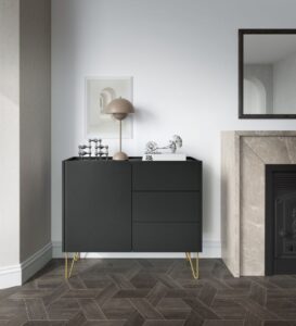 Komoda z szufladami Harmony KSZ97 - Czarny Grafit / Marmur Black - Piaski