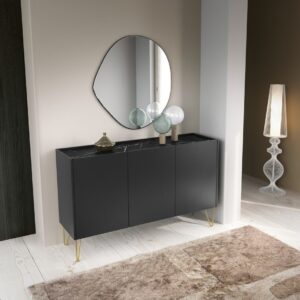 Komoda z szafkami Harmony K144 - Czarny Grafit / Marmur Black - Piaski