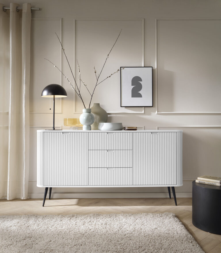 Komoda Zova KSZ168 cm - MDF - Biała - Piaski