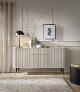 Komoda Zova KSZ168 cm na czarnych nóżkach - MDF - Kaszmir - Piaski