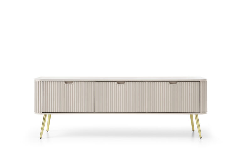 Szafka RTV na złotych nóżkach Zova 168 cm - MDF - Kaszmir - Piaski