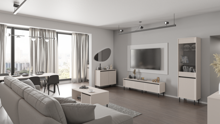 Meble salonowe Osaka - Beż Piaskowy - 2 Kolory - Lempert