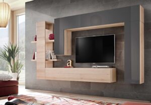 Meblościanka Modułowa Briks Buk Artisan / Szary Połysk Set 9 Blum