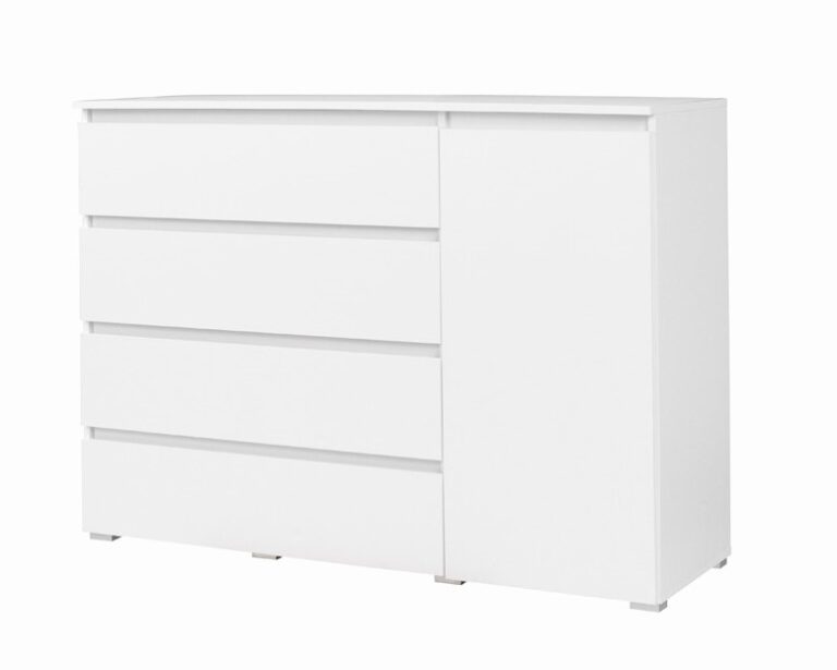 Komoda 4 szuflady 1 drzwi Cosmo C05 - Biała - Maridex