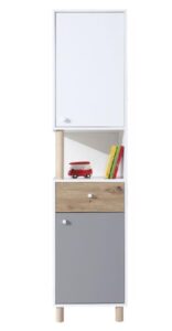 Regał Faro FR5 - Biały Lux / Dąb Artisan / Szary
