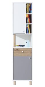 Regał Faro FR6 - Biały Lux / Dąb Artisan / Szary