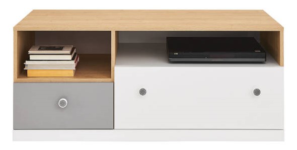 Szafka stolik RTV Pixel PX11 - Dąb Biszkoptowy / Biały Lux / Szary