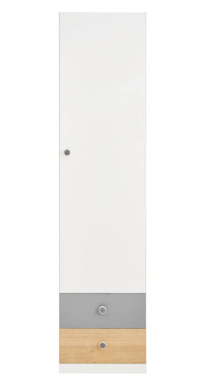 Regał słupek z szufladami Pixel PX4 - Dąb Biszkoptowy / Biały Lux / Szary