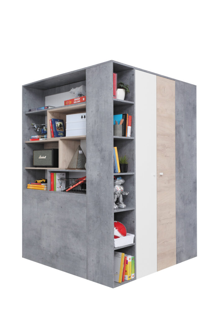 Szafa młodzieżowa Sigma SI1 L/P - Beton / Biały Lux / Dąb