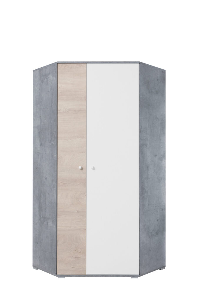 Szafa narożna Sigma SI2 L/P - Beton / Biały Lux / Dąb