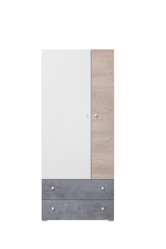 Szafa młodzieżowa Sigma SI3 L/P - Beton / Biały Lux / Dąb