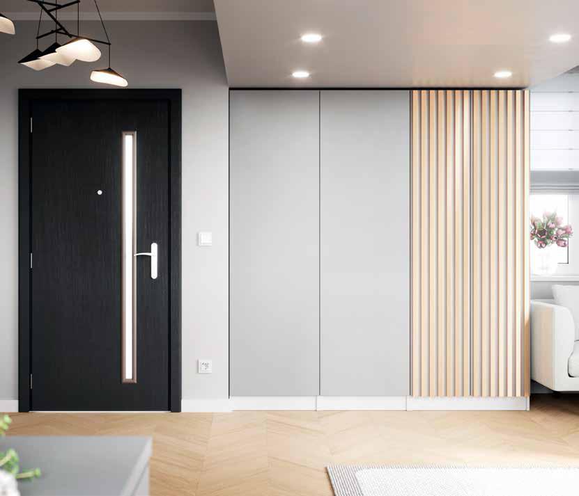 Szafa Modułowa Szary Mat + Lamele Dąb Miodowy 180 cm - Moduły,Led,Blum