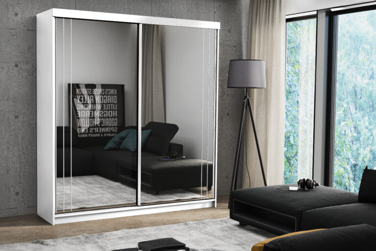 Szafa Smart 200 cm - Biała / Lustra - Arkos