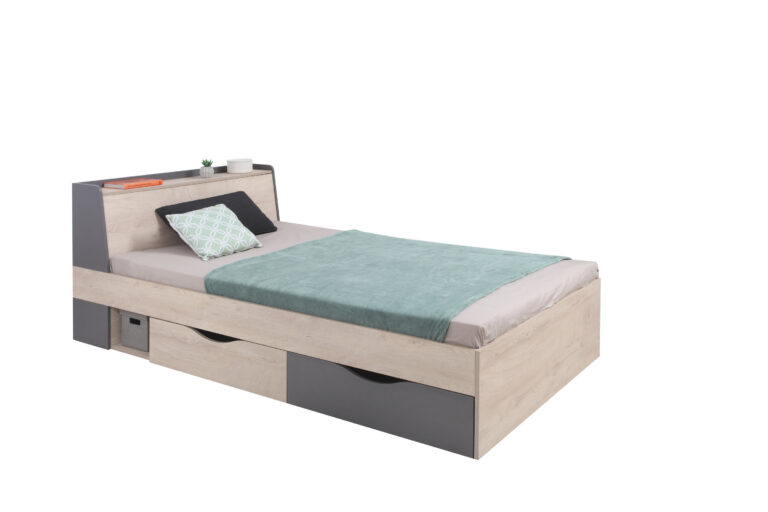 Łóżko młodzieżowe Delta DL15 L/P - Dąb / Antracyt