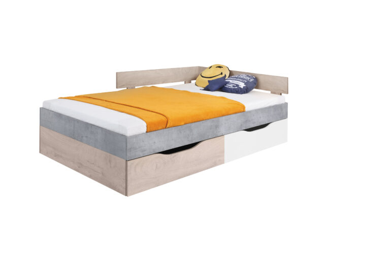 Łóżko młodzieżowe Sigma SI16 L/P - Beton / Biały Lux / Dąb