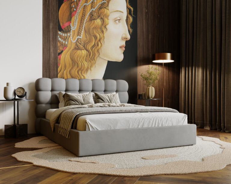 Łóżko tapicerowane Olivio 160 cm x 200 cm z pojemnikiem i stelażem pod materac - Kolory