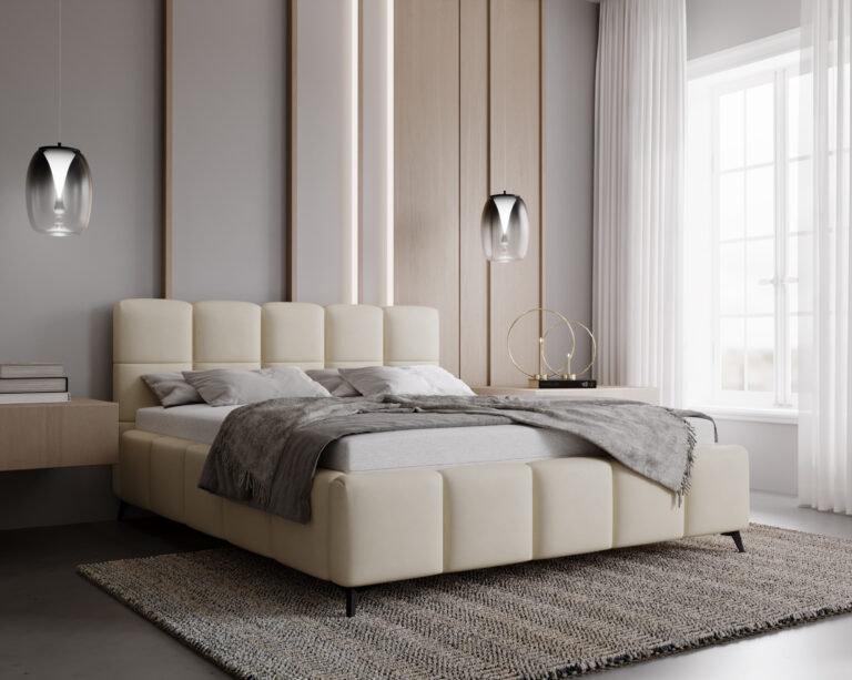 Łóżko tapicerowane Nole 180 cm x 200 cm z pojemnikiem i stelażem pod materac - Kolory