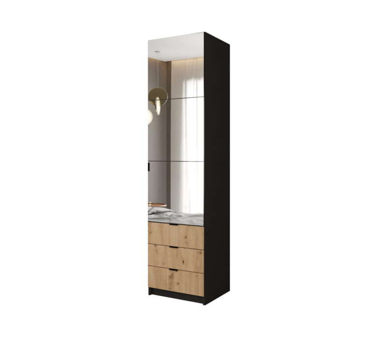 Szafa modułowa Jaxon 50 cm - Czarny / Votan / Lustro - Arkos