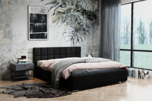 Łóżko tapicerowane Hugo 160 cm x 200 cm z pojemnikiem i stelażem pod materac - Kolory