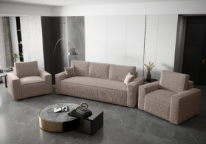 Zestaw Ambro  Sofa + 2 x Fotel - Uniwersalny Miękki Sztruks