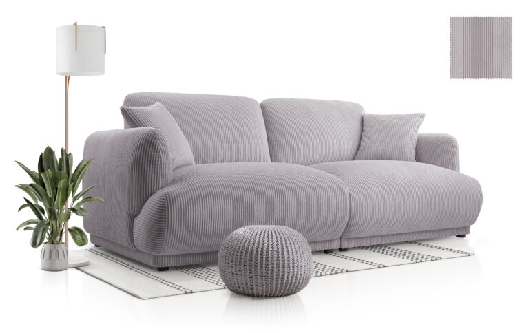 Sofa Do Salonu Chacco Obłe Kształty  - Tkanina Lincoln Sztruks  - Kinas Meble