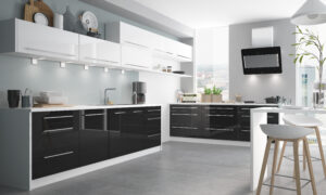 Meble Kuchenne Platinium Wysoki Połysk - Białe/Czarne - Fronty MDF 16 mm