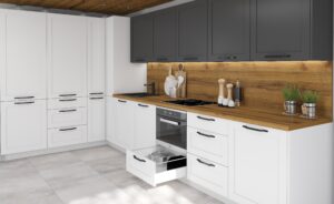 Meble Kuchenne Optimum - Biały/Zielony Mat - Fronty MDF 19 mm