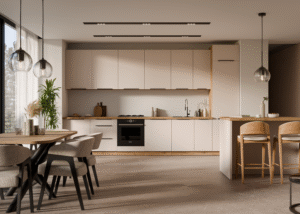 Meble Szafki Kuchenne Solea 390 cm + Blat - Kaszmir / Dąb Artisan  Lempert