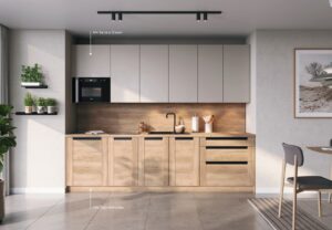 Meble Kuchenne KamMono M4 Sahara Cream Super Mat/OS 2 Dąb Nebraska 260 cm