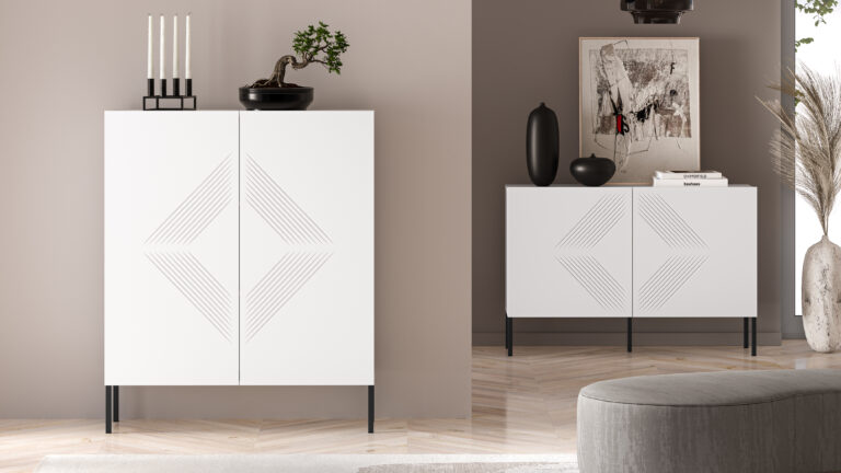 Komoda Clearing 01 + Komoda Clearing 03 Noga - Biały / MDF Biały Mat - ML Meble