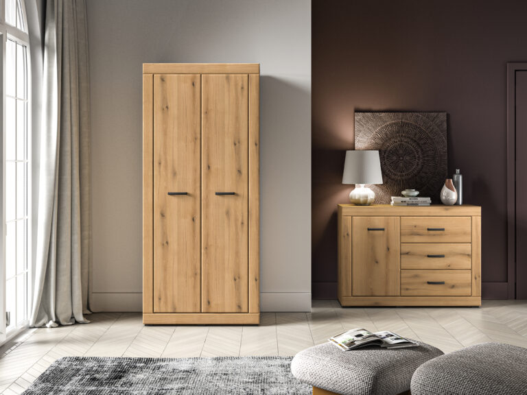 Szafa Dora 01 + Komoda Dora 05 - Dąb Evoke / MDF Dąb Evoke - ML Meble