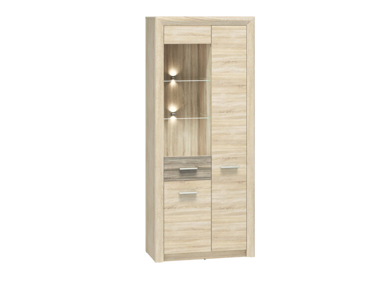 Witryna Castel 02/S - Dąb Sonoma Jasna / MDF Dąb Sonoma Truflowa - ML Meble