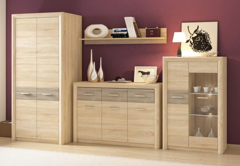 Zestaw mebli Castel - Dąb Sonoma Jasna / MDF Dąb Sonoma Truflowa - ML Meble
